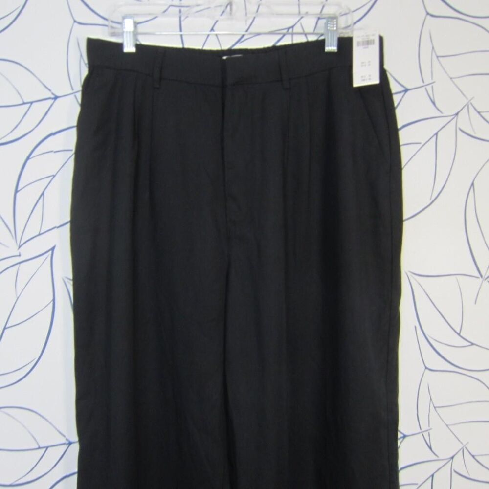 Abercrombie & Fitch Pleated Hi-Rise Wide Leg Dress Pants Black Size L New! - Picture 3 of 12
